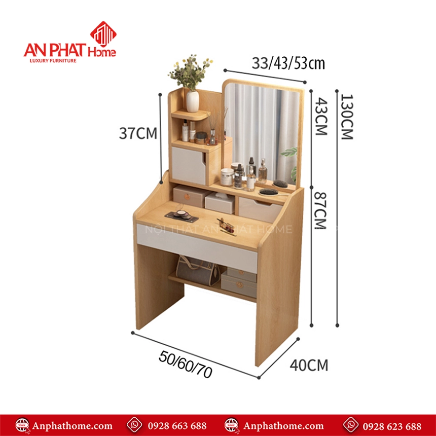 Bàn Phấn Trang Điểm Hiện Đại B-2825 16 Bàn ghế trang điểm kèm giương cao cấp