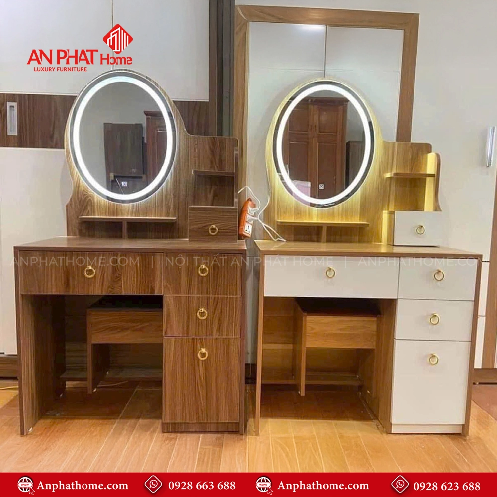 Bàn Trang Điểm Đẹp Có Gương Đèn Led B-2856 8 Ban Trang Diem Dep Co Guong Den Led B 2856 3