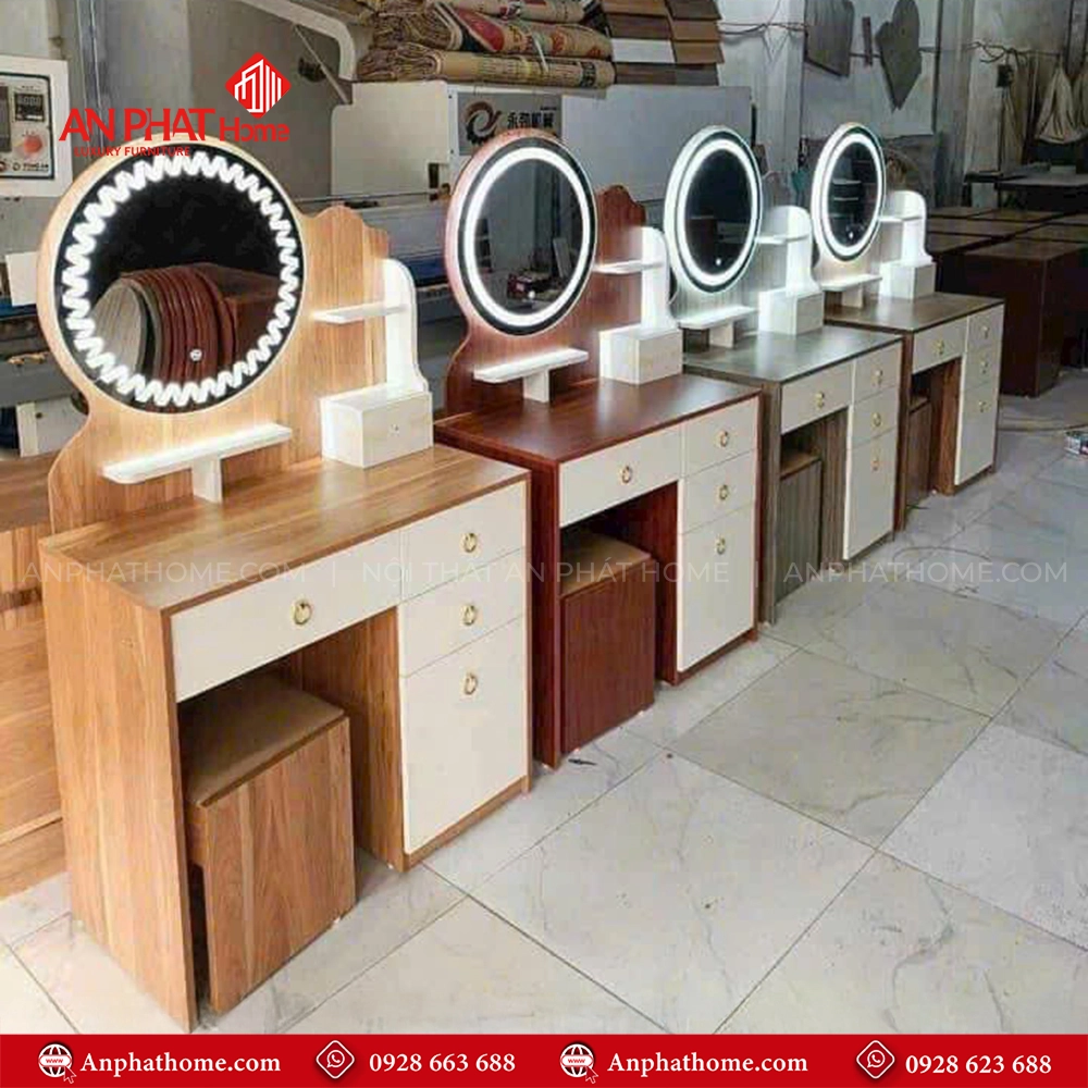 Bàn Trang Điểm Đẹp Có Gương Đèn Led B-2856 9 Mẫu bàn trang điểm gương đèn led