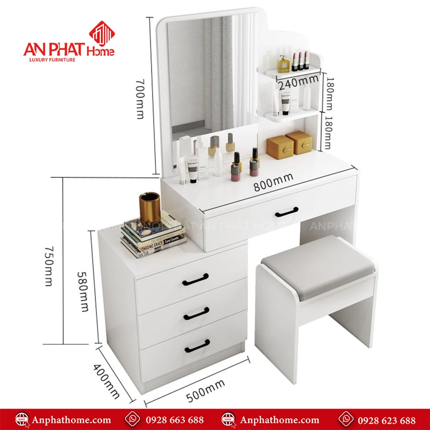 Bàn Trang Điểm Đẹp Gỗ MDF Cao Cấp B-2824 11 Các mẫu bàn trang điểm gương đèn led