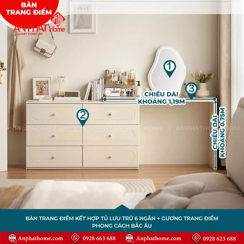 Bàn Trang Điểm Đẹp Thiết Kế Sang Trọng B-2846 16 Mẫu bàn phấn trang điểm hiện đại đẹp