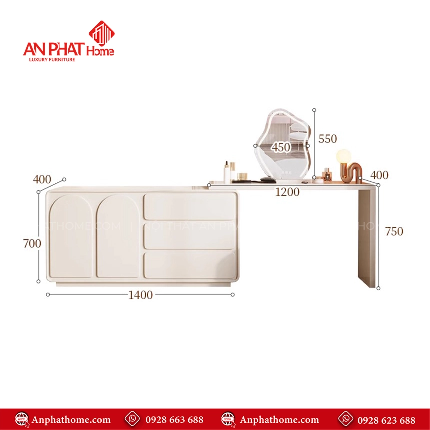 Bàn Trang Điểm Gỗ Công Nghiệp Cao Cấp B-2838 18 Mua bàn phấn đẹp giá rẻ hiện đại tại An Phát Home