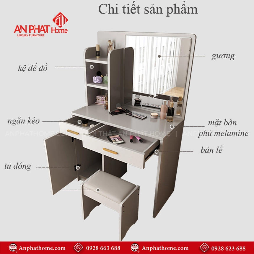 Ban Trang Diem Go MDF Hien Dai B 2828 4