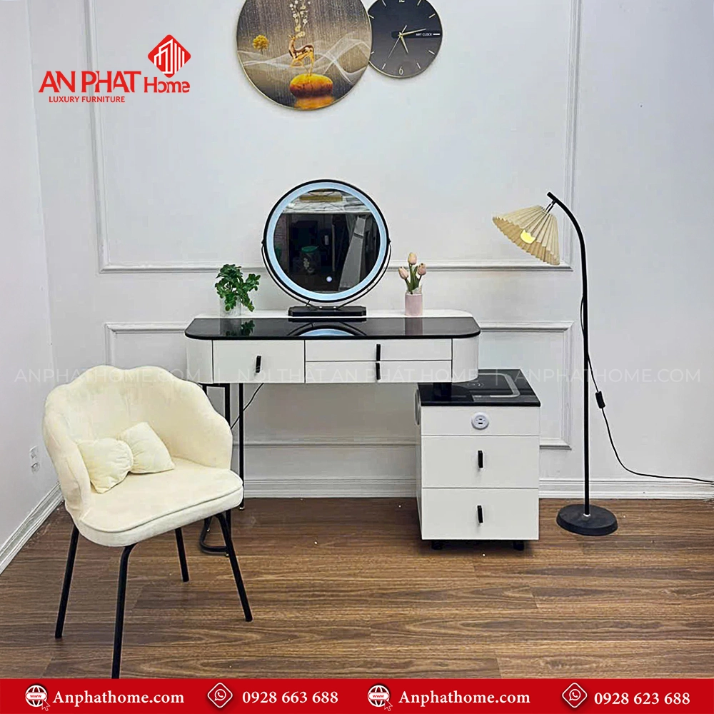 Bàn Trang Điểm Gương Tròn Nhập Khẩu B-2808 7 Bàn Trang Điểm Gương Tròn Nhập Khẩu B-2808 An Phát Home