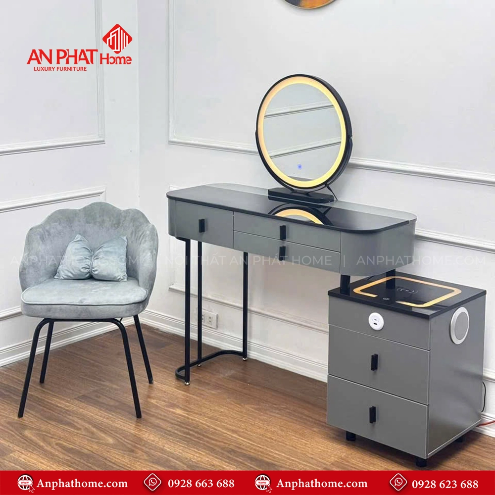 Bàn Trang Điểm Gương Tròn Nhập Khẩu B-2808 8 Mẫu bàn trang điểm gỗ đẹp