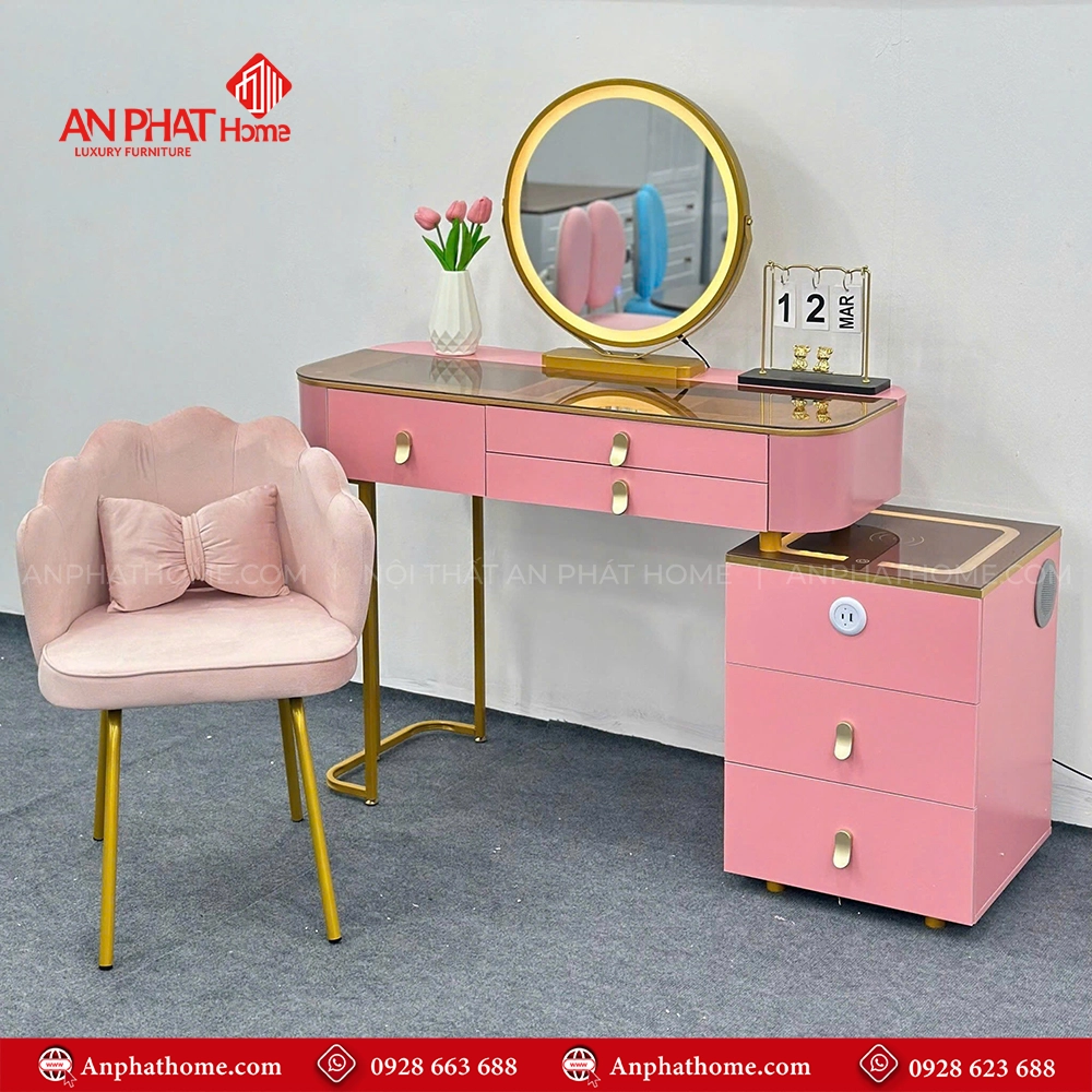 Bàn Trang Điểm Màu Hồng Thông Minh Nhập Khẩu B-2805 6 Mẫu tủ đồ kèm bàn trang điểm