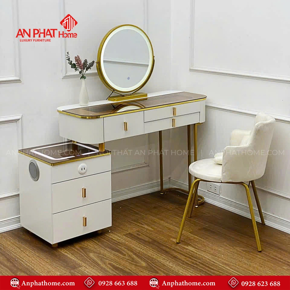 Bàn Trang Điểm Màu Trắng Kem Sang Trọng B-2811 9 Bàn Trang Điểm Màu Trắng Kem Sang Trọng B-2811 An Phát Home