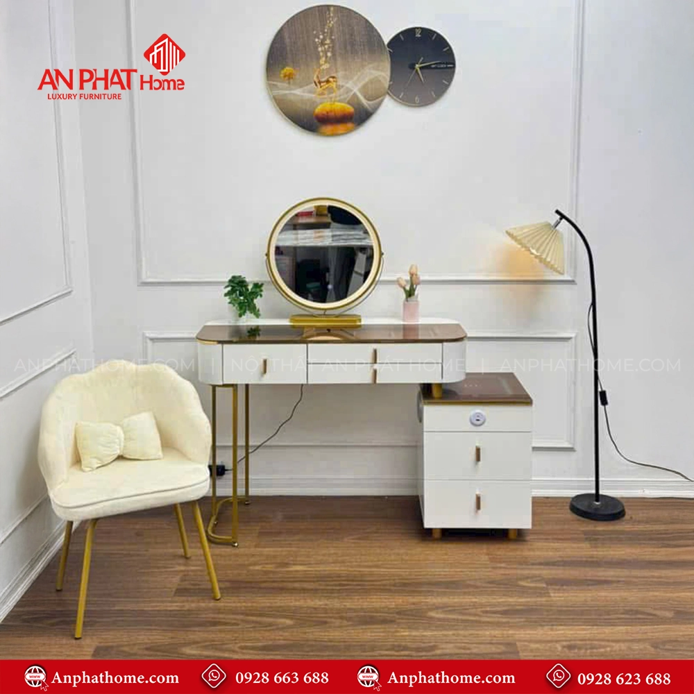 Bàn Trang Điểm Màu Trắng Kem Sang Trọng B-2811 10 Mẫu tủ đồ kèm bàn trang điểm