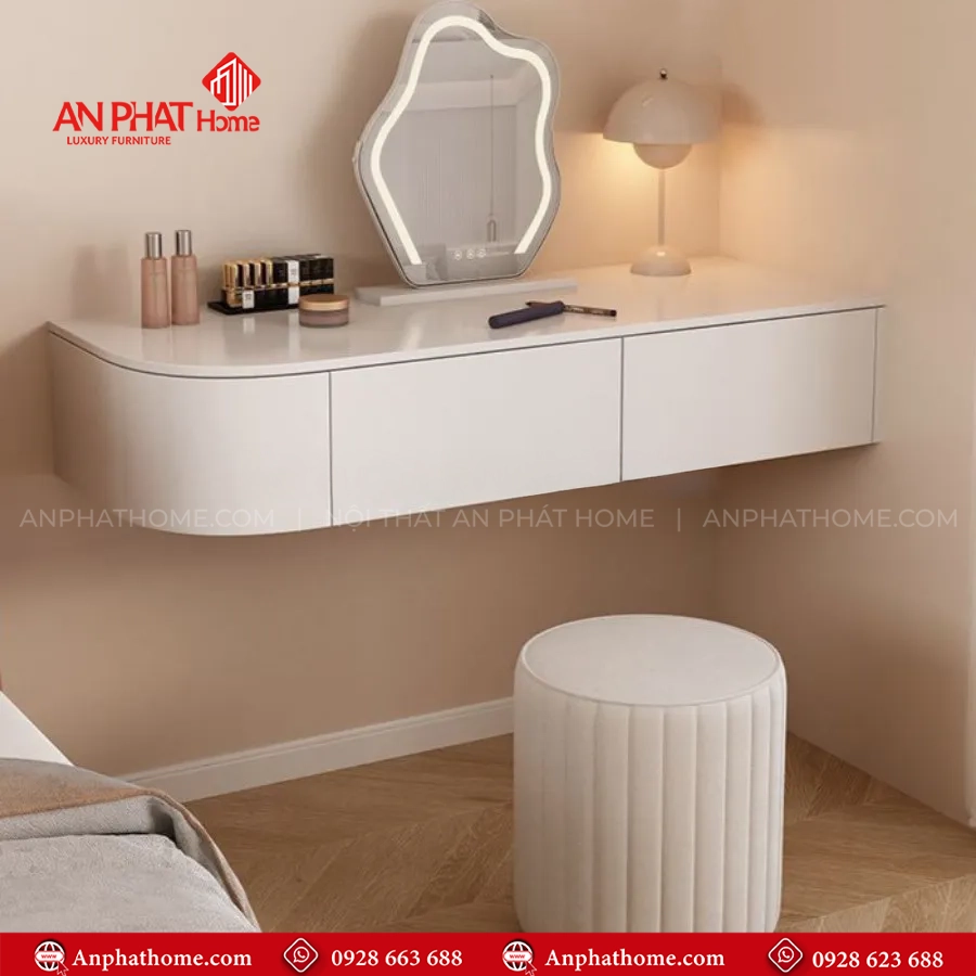 Bàn Trang Điểm Treo Uốn Cong Hiện Đại B-2850 10 Mẫu bàn phấn trang điểm hiện đại