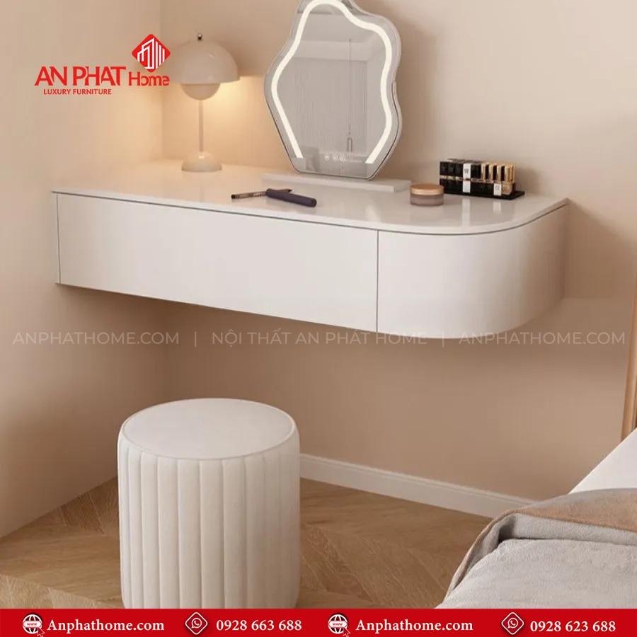 Bàn Trang Điểm Treo Uốn Cong Hiện Đại B-2850 11 Mẫu bàn trang điểm treo tường bo góc