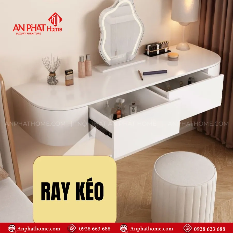 Bàn Trang Điểm Treo Uốn Cong Hiện Đại B-2850 12 Mẫu bàn trang điểm treo tường không chân