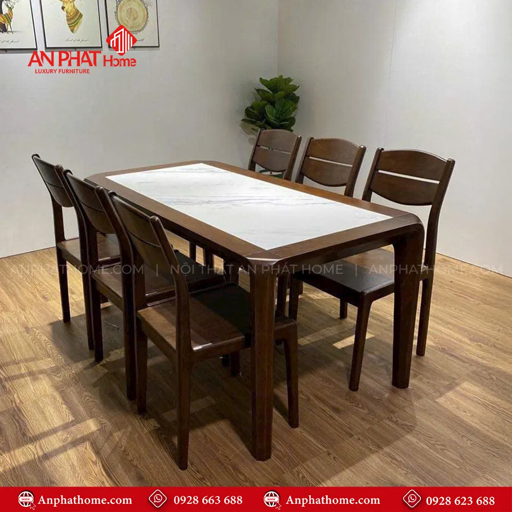 Bàn ăn gỗ sồi mặt đá 6 ghế BA-2039 3 Bàn ăn gỗ sồi mặt đá 6 ghế BA-2039, thiết kế hiện đại, mặt đá Ceramic sang trọng, quý khách có thể lựa chọn kích thước bàn từ dài 1m20 - 1m80 hoặc lớn hơn, để phù hợp với nhu cầu sử dụng, Bộ bàn 1m20 sẽ đi kèm 4 ghế, bàn 1m40 - 1m60 - 1m80 đi kèm 6 ghế theo bộ, Ngoài dan ăn gỗ sồi mặt đá 6 ghế BA-2039, thiết kế hiện đại, mặt đá Ceramic sang trọng, quý khách có thể lựa chọn kích thước bàn từ dài 1m20 - 1m80 hoặc lớn hơn, Ngoài da có thể đặt mua thêm số lượng ghế ngồi để phù hợp với nhu cầu sử dụng.