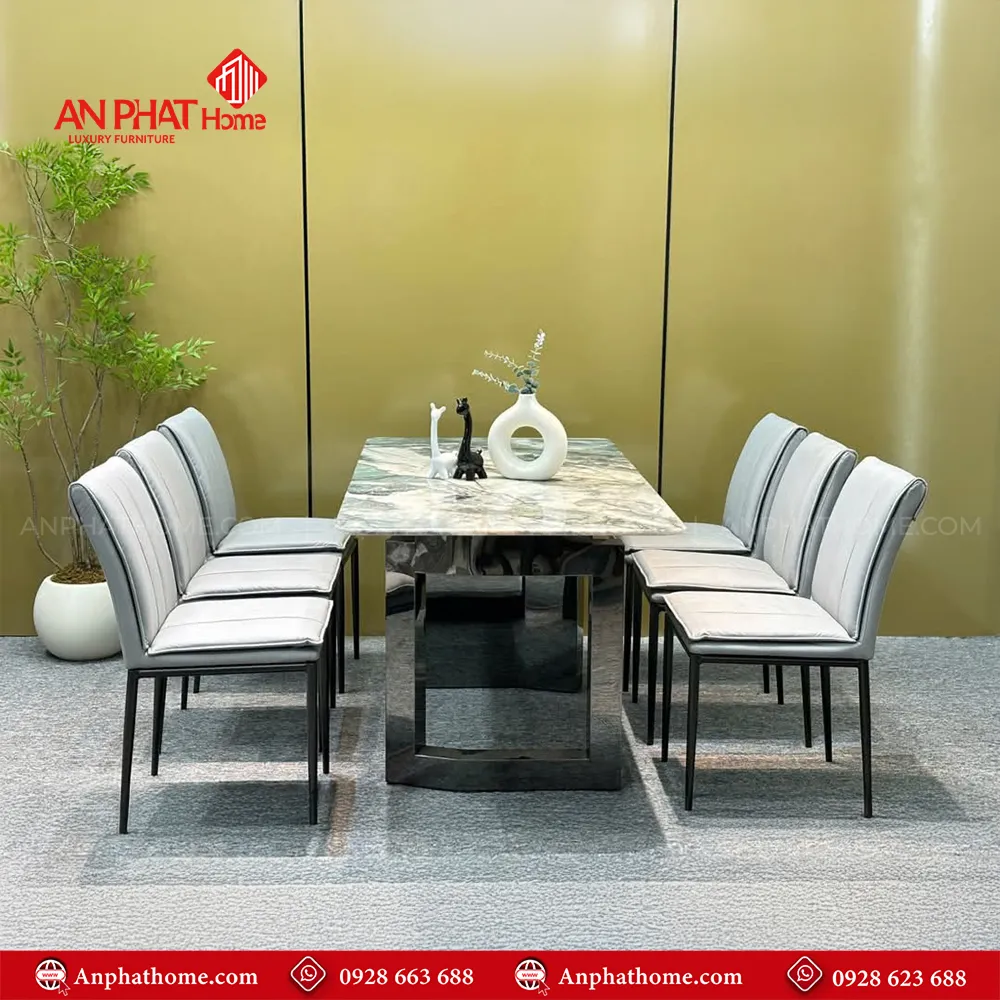 Bàn ăn mặt đá thạch anh 6 ghế nhập khẩu nguyên chiếc BA-1918 17 Bàn ăn BA-1919 với nhiều kích thước từ 1m40cm – 2000cm phù hợp với mọi nhu cầu