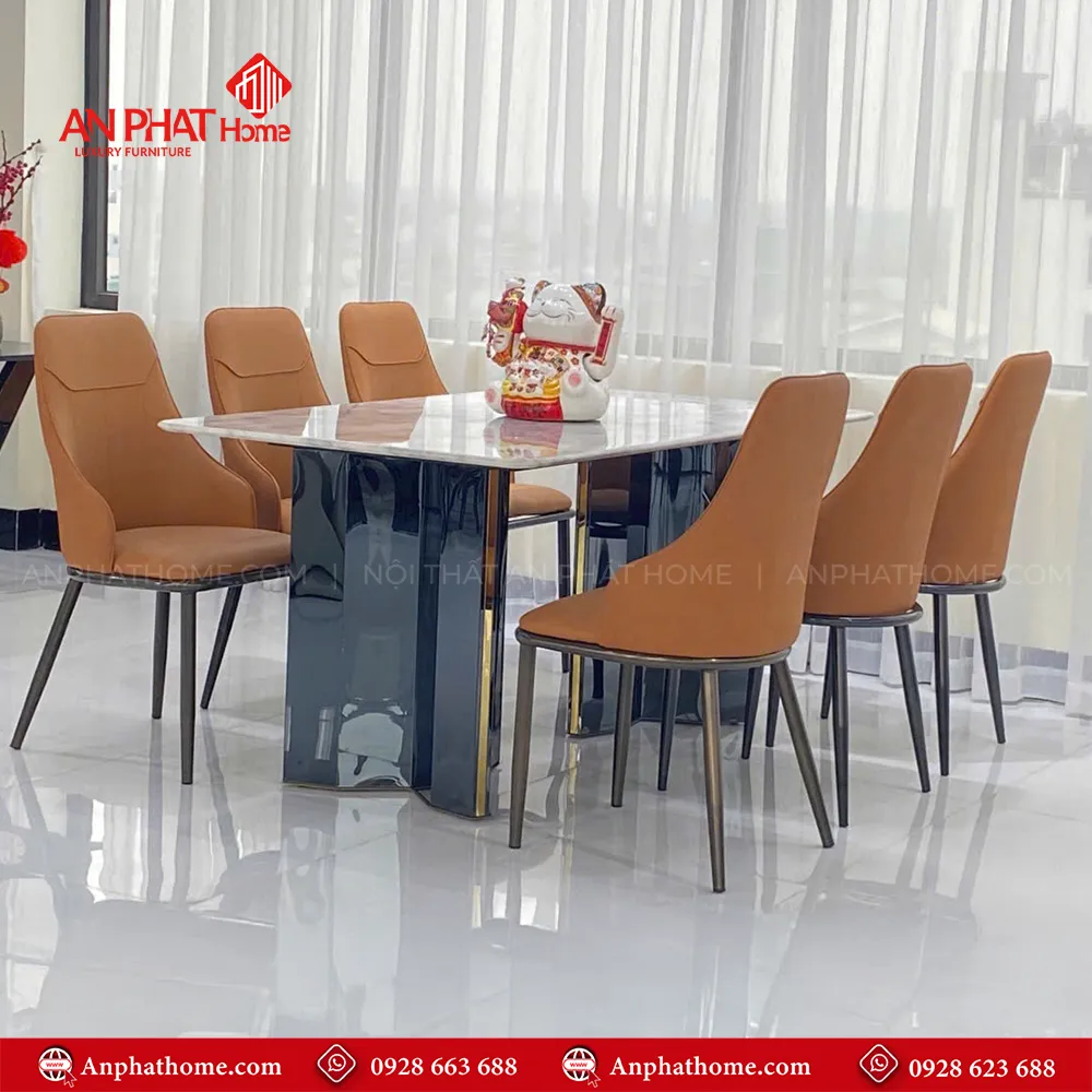 Bàn ăn mặt đá thạch anh ghế da cao cấp nhập khẩu BA-1921 11 Bàn ăn BA-1921 với nhiều kích thước từ 1m40cm – 2000cm phù hợp với mọi nhu cầu, ngoài ra với ghế ăn nhập khẩu với đa dạng màu sắc giúp khách hàng rễ ràng lựa chọn tông màu phù hợp với không gian nhà mình.