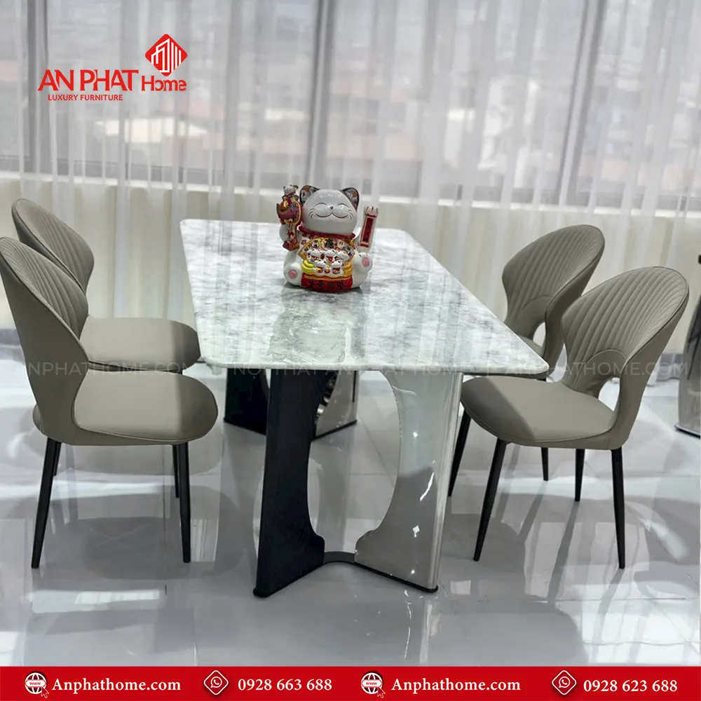 Bàn ăn mặt đá thạch anh nhập khẩu BA-1919 15 Bàn ăn mặt đá thạch anh nhập khẩu BA-1919 với 4 ghế bàn dài 1m40cm - 1m60cm