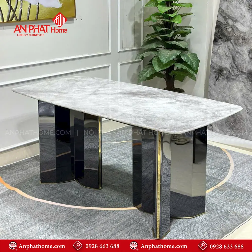 Bộ Bàn Ăn 6 Ghế Mặt Đá Siêu Tinh Thể Cao Cấp TA-1904 18 Chân bàn thiết kế chắc chắn, Sang trọng, Hiện đại