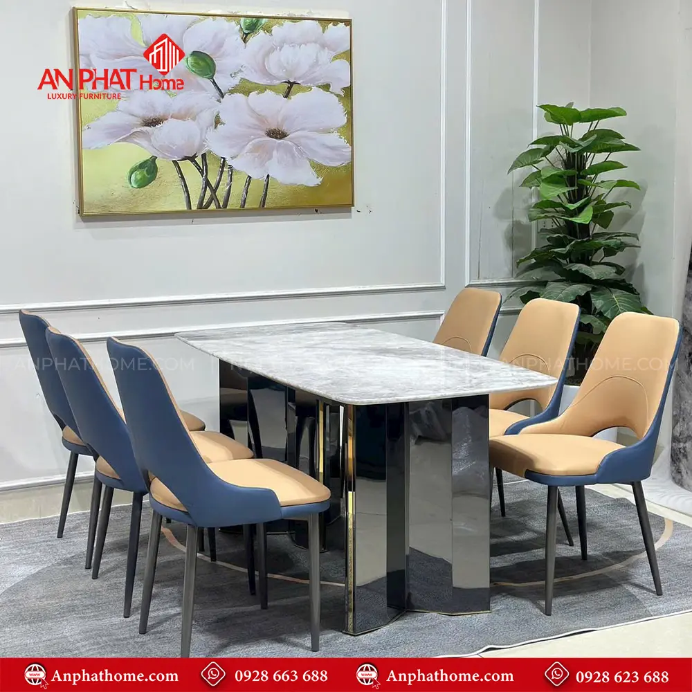Bộ Bàn Ăn 6 Ghế Mặt Đá Siêu Tinh Thể Cao Cấp TA-1904 15 Bộ Bàn Ăn 6 Ghế Mặt Đá Siêu Tinh Thể Cao Cấp TA-9104