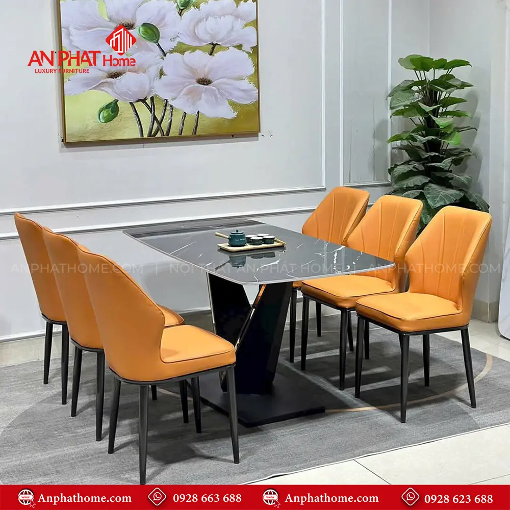 Bộ Bàn Ăn Mặt Đá Ceramic 6 Ghế Cao Cấp TA-1903 7 Bộ Bàn Ăn Mặt Đá Ceramic 6 Ghế Cao Cấp TA-1903