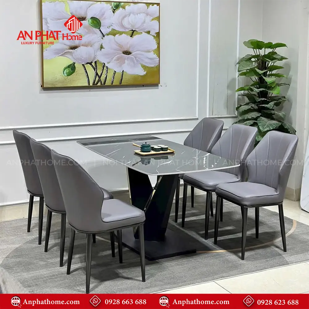 Bộ Bàn Ăn Mặt Đá Ceramic 6 Ghế Cao Cấp TA-1903 9 Ghế ăn đa dạng màu sắc phù hợp với nhu cầu, sở thích của khách hàng