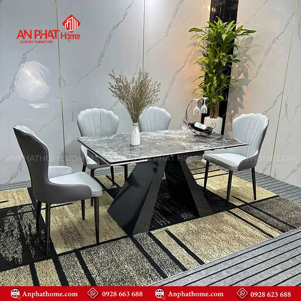 Bộ Bàn ăn thông minh 4 ghế da cao cấp BA-2009 11 Ghế da cao cấp nhập khẩu với nhiều màu giúp khách hàng lựa chọn theo tông màu nội thất thiết kế sang trọng, bọc da Microfiber cao cấp