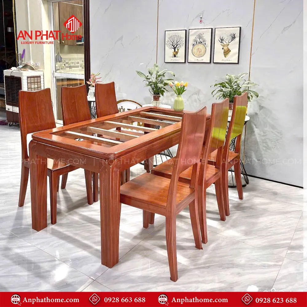 Bộ bàn ăn 6 ghế gỗ gõ đỏ hiện đại BA-2022, Kích thước mặt bàn đa dạng có thể chọn các kích thước từ 1m40cm – 2m20cm ngồi từ 4- 8 người, trong bộ bàn đã có 6 ghế đi kèm, tùy theo nhu cầu sử dụng quý khách có thể mua thêm ghế