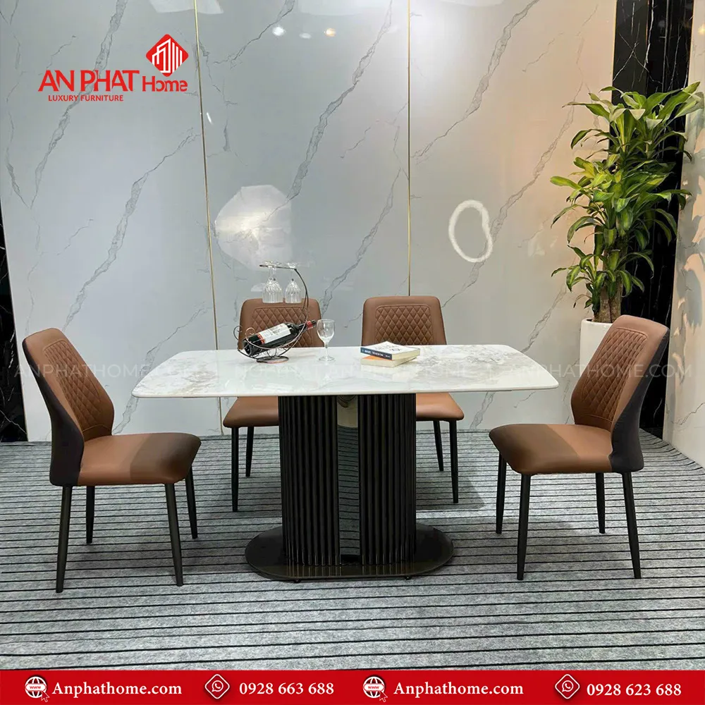 Bàn ăn BA-1925 sử dụng mặt đá ceramic kết hợp khung carbon