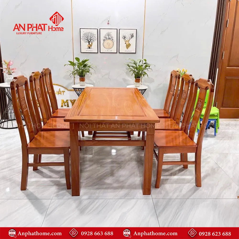 Bộ bàn ăn gỗ gõ đỏ 6 ghế hiện đại BA-2024 3 Bộ bàn ăn gỗ gõ đỏ 6 ghế hiện đại BA-2024, quý khách có thể lựa chọn kích thước bàn từ dài 1m20 - 1m80 hoặc lớn hơn, để phù hợp với nhu cầu sử dụng, Bộ bàn 1m20 sẽ đi kèm 4 ghế, bàn 1m40 - 1m60 - 1m80 đi kèm 6 ghế theo bộ, Ngoài da có thể đặt mua thêm số lượng ghế ngồi để phù hợp với nhu cầu sử dụng.