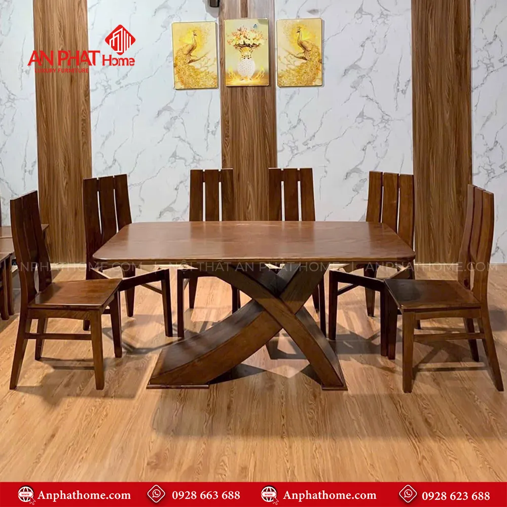 Bộ bàn ăn gỗ sồi 6 ghế sang trọng BA-2028 3 Bộ bàn ăn gỗ sồi 6 ghế sang trọng BA-2028, Kích thước mặt bàn đa dạng có thể chọn các kích thước từ 1m40cm – 2m20cm ngồi từ 4- 8 người, trong bộ bàn đã có 6 ghế đi kèm, tùy theo nhu cầu sử dụng quý khách có thể mua thêm ghế
