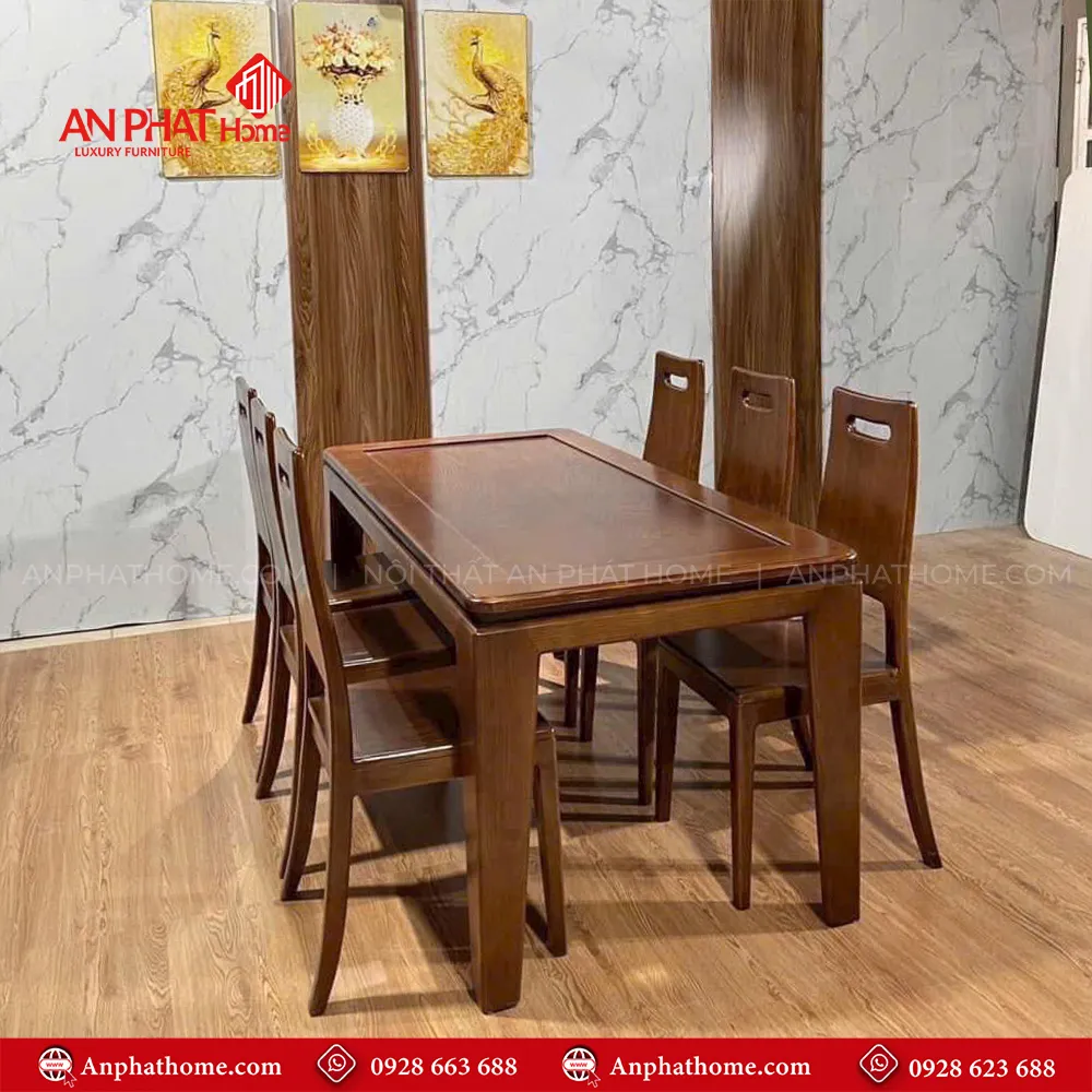 Bộ bàn ăn gỗ sồi nga 6 ghế sang trọng BA-2034 3 Bộ bàn ăn gỗ sồi nga 6 ghế sang trọng BA-2034, Quý khách có thể lựa chọn kích thước bàn từ dài 1m20 – 1m80 hoặc lớn hơn, để phù hợp với nhu cầu sử dụng, Bộ bàn 1m20 sẽ đi kèm 4 ghế, bàn 1m40 – 1m60 – 1m80 đi kèm 6 ghế theo bộ, Ngoài da có thể đặt mua thêm số lượng ghế ngồi để phù hợp với nhu cầu sử dụng.
