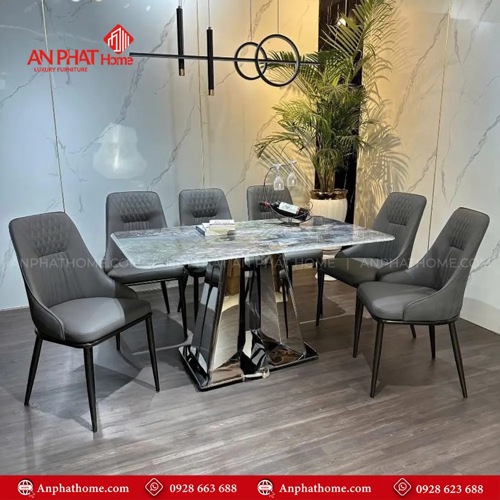 Bộ bàn ăn khung inox mặt đá 6 ghế nhập khẩu BA-1961 13 Ghế da cao cấp nhập khẩu với nhiều màu giúp khách hàng lựa chọn theo tông màu nội thất