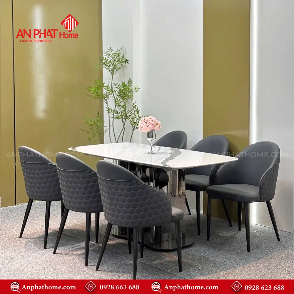 Bộ bàn ăn mặt đá 6 ghế cao cấp BA-1950 15 Mặt bàn đa dạng kích thước kết hợp từ 4 - 8 ghế tùy theo nhu cầu sử dụng