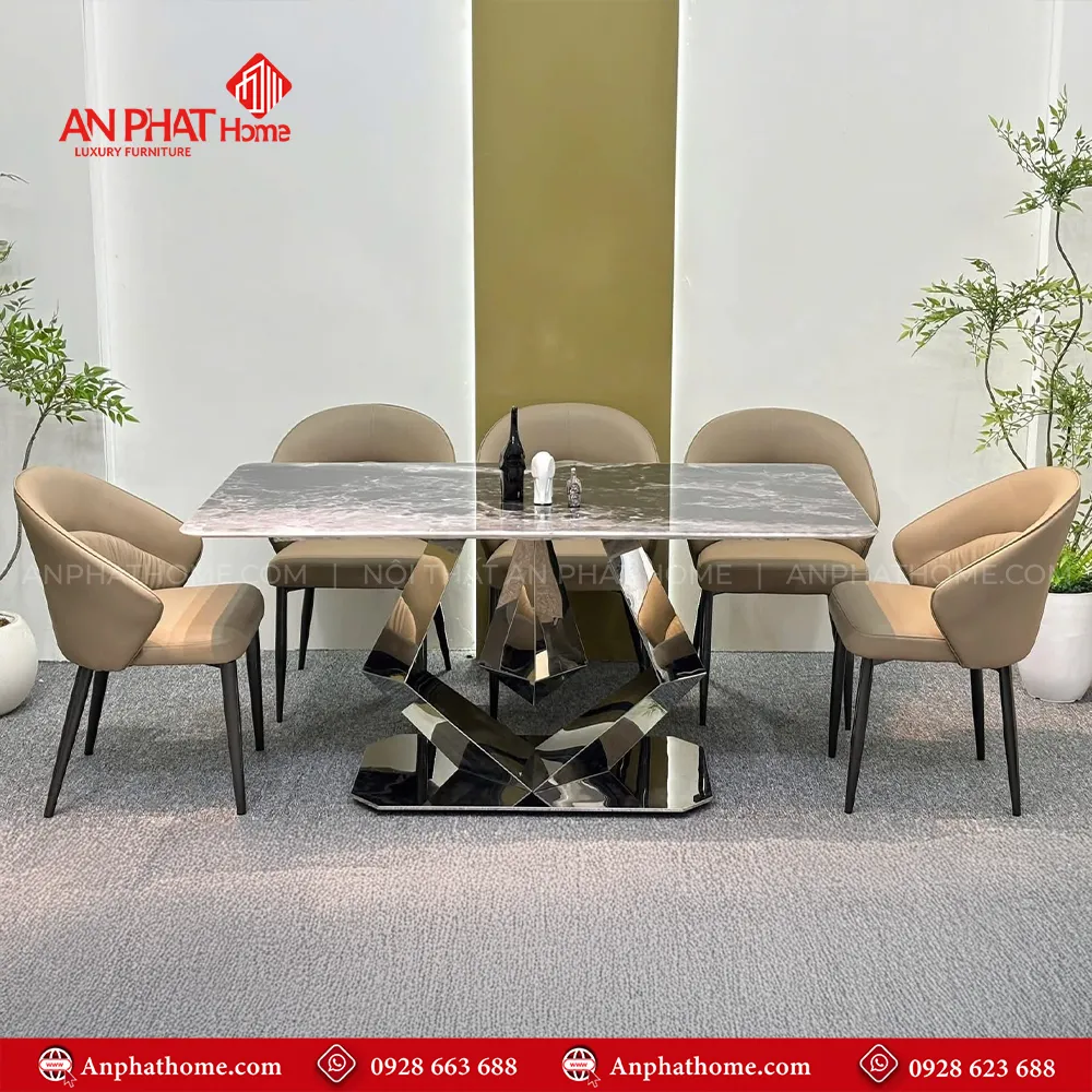 Bộ bàn ăn mặt đá 6 ghế da cao cấp BA-1958 13 Bộ bàn ăn mặt đá 6 ghế da cao cấp BA-1958