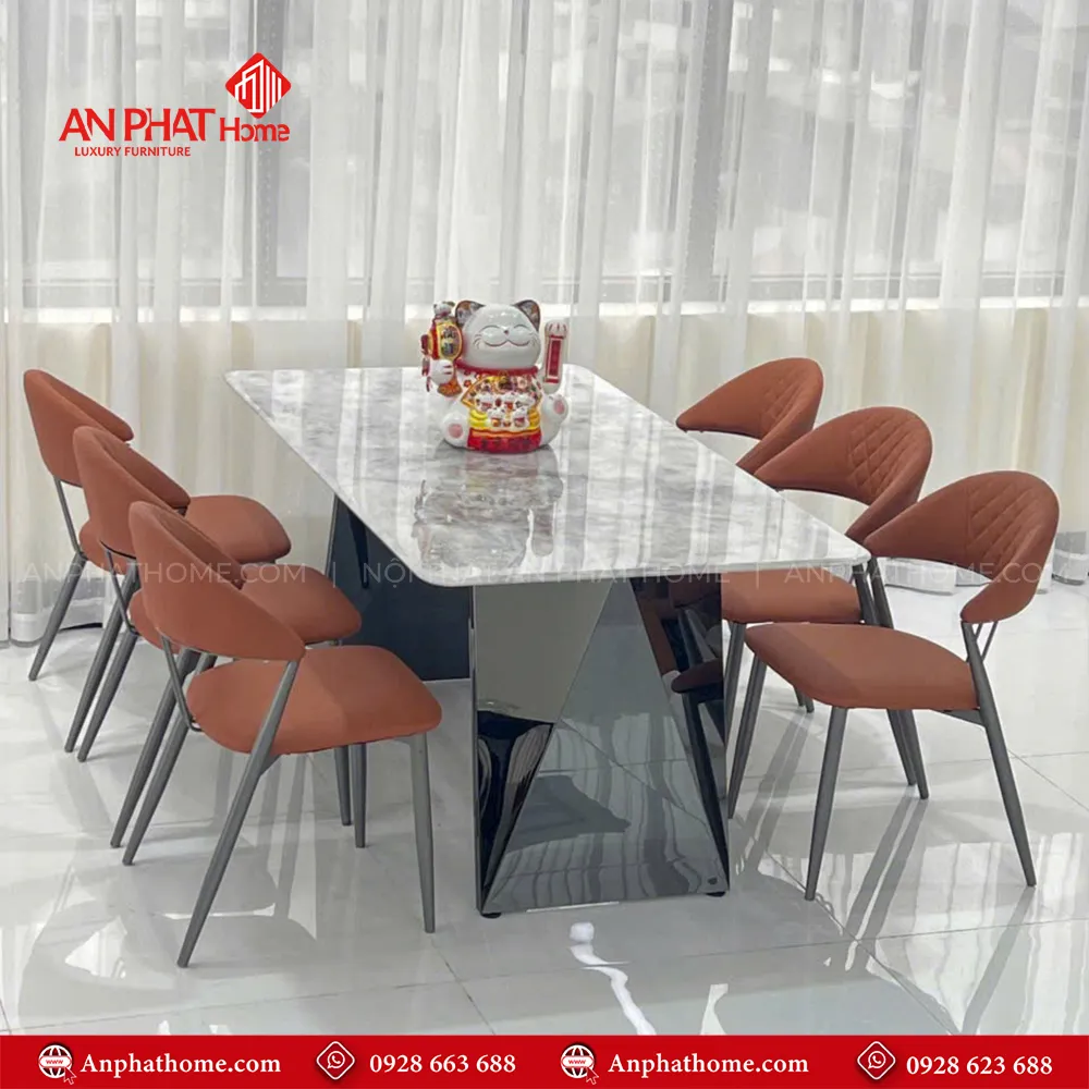 Bộ bàn ăn mặt đá 6 ghế nhập khẩu BA-1948 15 Bàn ăn BA-1948 với nhiều kích thước từ 1m40cm – 2000cm phù hợp với mọi nhu cầu, ngoài ra với ghế ăn nhập khẩu với đa dạng màu sắc giúp khách hàng rễ ràng lựa chọn tông màu phù hợp với không gian nhà mình.