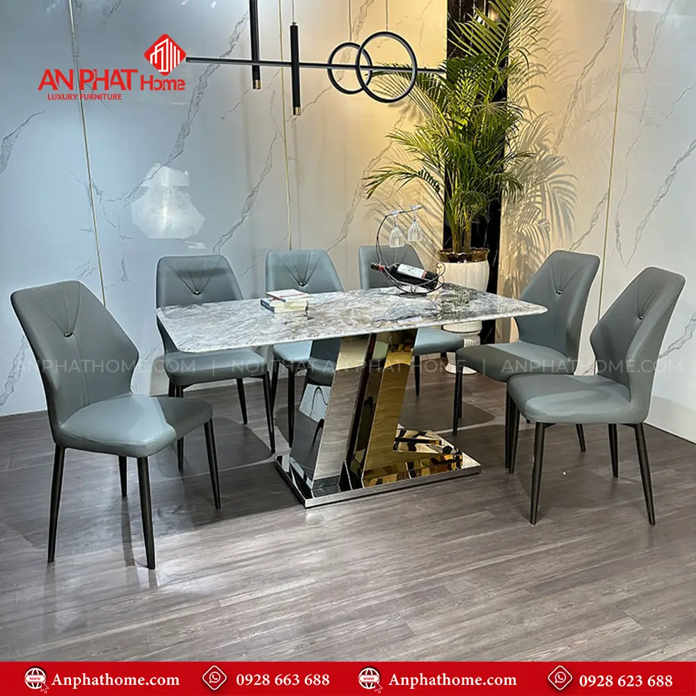 Kích thước mặt bàn đa dạng có thể chọn các kích thước từ 1m40cm – 2m20cm ngồi từ 4- 8 người, trong bộ bàn đã có 6 ghế đi kèm, tùy theo nhu cầu sử dụng quý khách có thể mua thêm ghế