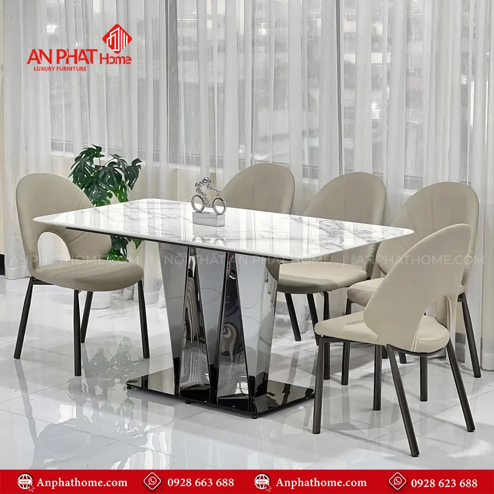 Bộ bàn ăn mặt đá hiện đại BA-1928 11 Bộ bàn ăn mặt đá hiện đại BA-1928