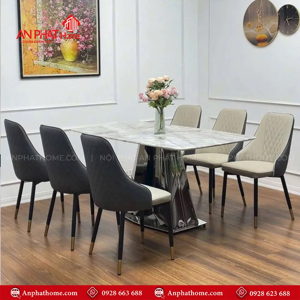 Bộ bàn ăn mặt đá kèm ghế da nhập khẩu BA-1929 9 Bộ bàn ăn mặt đá kèm ghế da nhập khẩu BA-1929
