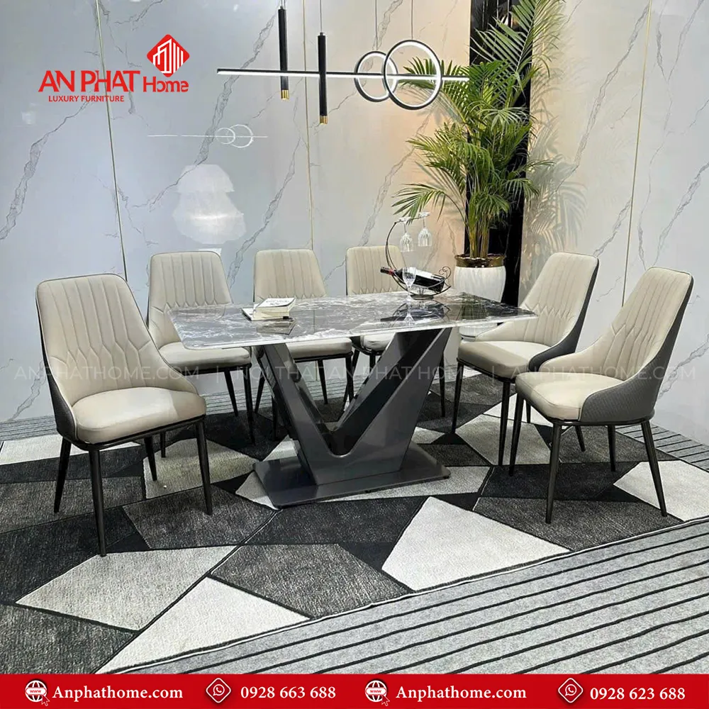 Bộ bàn ăn mặt đá kèm ghế da nhập khẩu BA-1942 9 Bộ bàn ăn mặt đá kèm ghế da nhập khẩu BA-1942