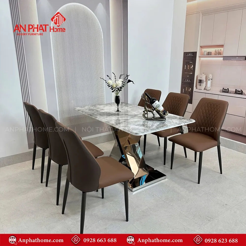 Bộ bàn ăn mặt đá thạch anh 6 ghế bọc da nhập khẩu BA-1951 11 Bộ bàn ăn mặt đá thạch anh 6 ghế bọc da nhập khẩu BA-1951