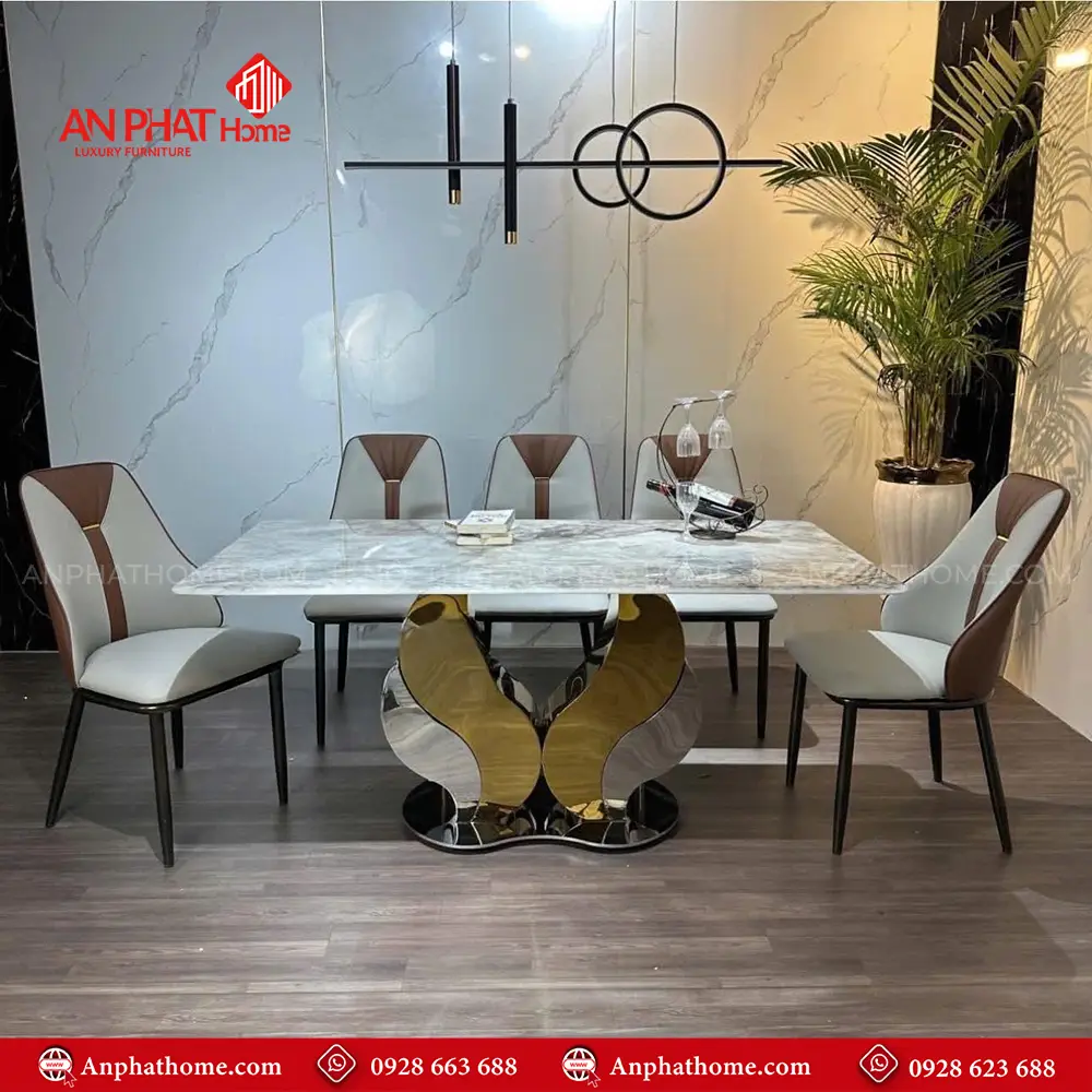 Kích thước mặt bàn đa dạng có thể chọn các kích thước từ 1m40cm – 2m20cm ngồi từ 4- 8 người, trong bộ bàn đã có 6 ghế đi kèm, tùy theo nhu cầu sử dụng quý khách có thể mua thêm ghế