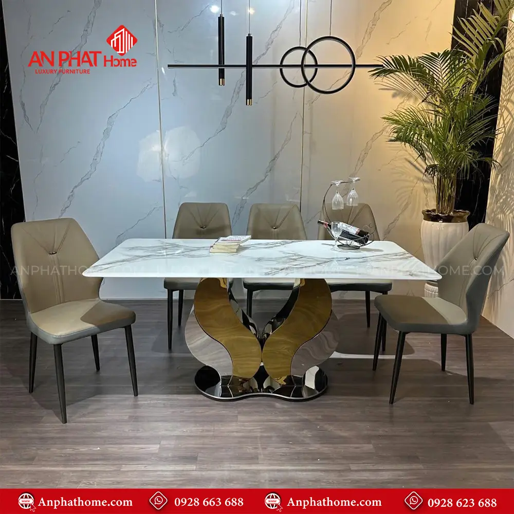 Chân bàn thiết kế uốn cong tạo cảm giác sang trọng quý phái, hiện đại