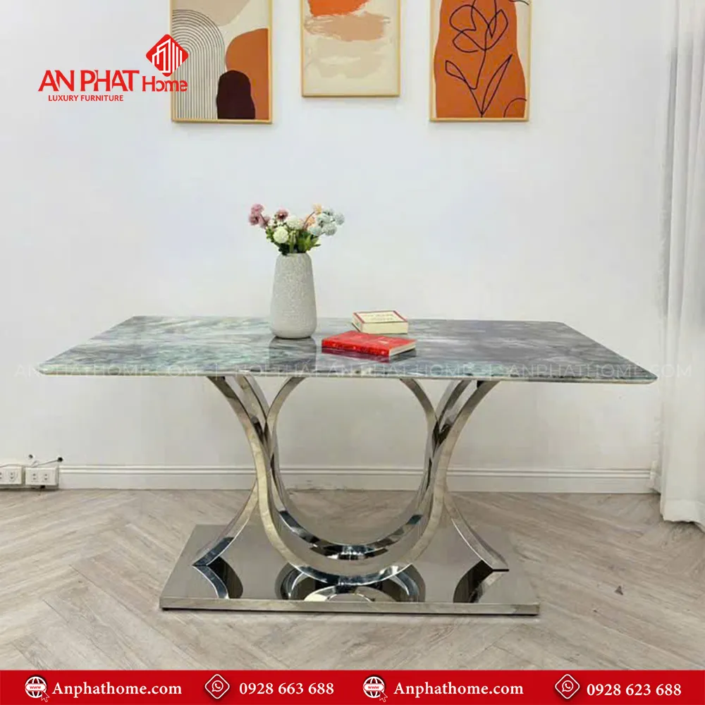 Bộ bàn ăn mặt đá thạch anh 6 ghế da cao cấp BA-1970 18 tổng thể mẫu bàn ăn được ưa chộng nhất thời gian qua