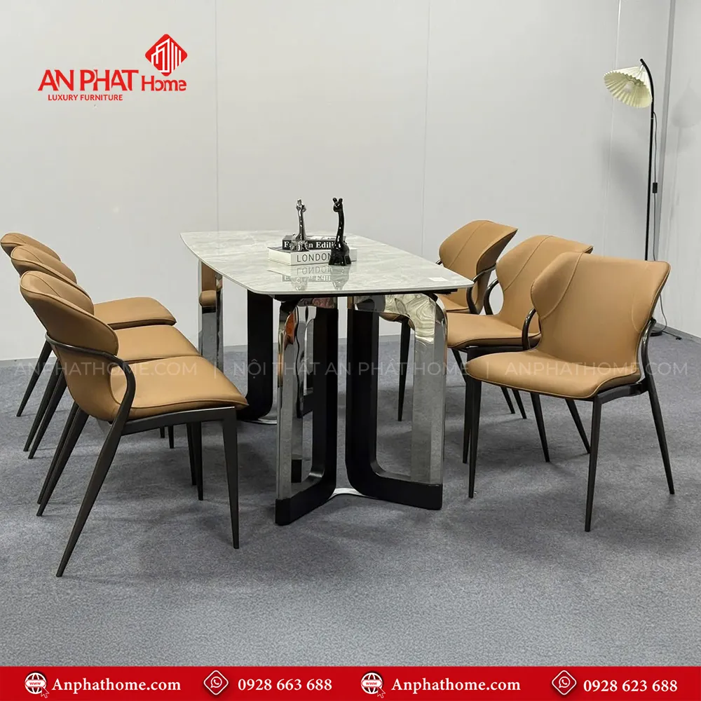 Bộ bàn ăn mặt đá thạch anh 6 ghế nhập khẩu BA-1960 11 Mặt bàn đá thạch anh kết hợp khung bàn inox hiện đại đây không chính là sự lựa chọn hoàn hảo cho gian bếp