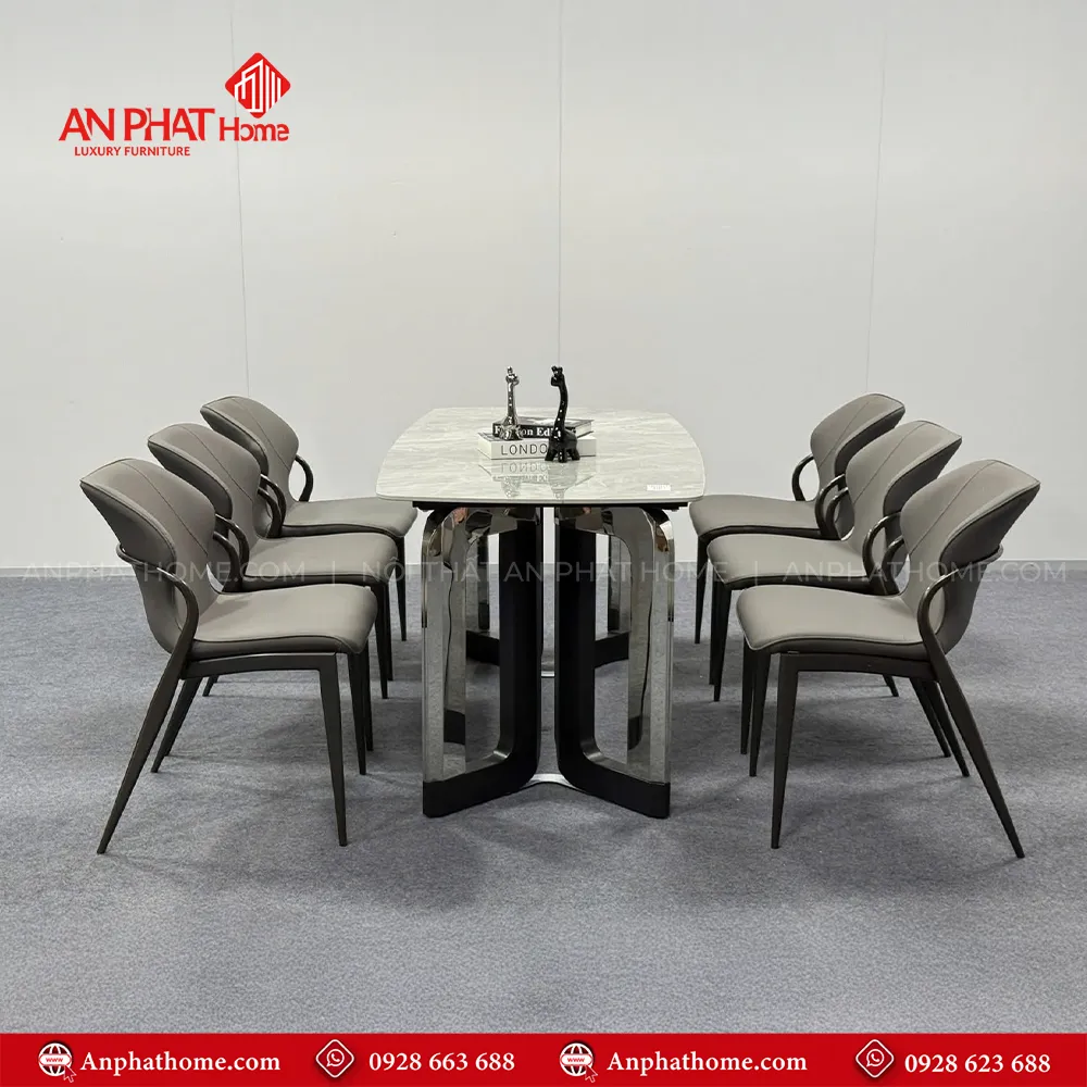 Bộ bàn ăn mặt đá thạch anh 6 ghế nhập khẩu BA-1960 10 Mẫu bàn ăn BA-1960 kết hợp ghế da cao cấp mang lại vẻ sang trọng tinh tế quý phái cho không gian bếp