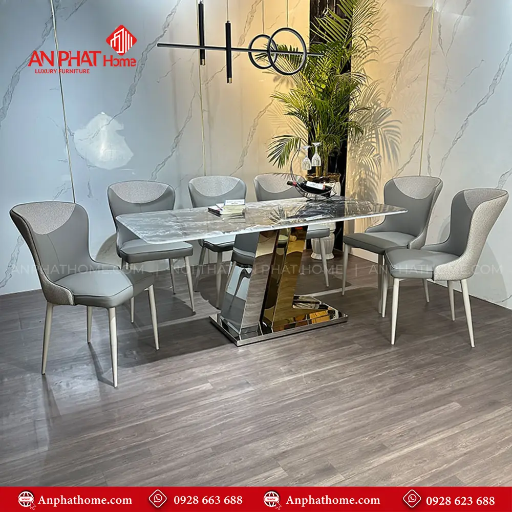 Kích thước mặt bàn đa dạng có thể chọn các kích thước từ 1m40cm – 2m20cm ngồi từ 4- 8 người, trong bộ bàn đã có 6 ghế đi kèm, tùy theo nhu cầu sử dụng quý khách có thể mua thêm ghế