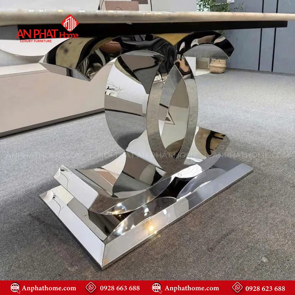 Bộ bàn ăn mặt đá thạch anh cao cấp 6 ghế nhập khẩu BA-2004 16 Chân bàn thiết kế hiện đại, sang trọng từ inox cao cấp