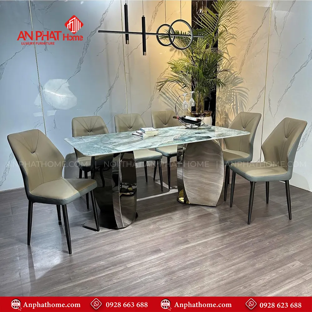 Kích thước mặt bàn đa dạng có thể chọn các kích thước từ 1m40cm – 2m20cm ngồi từ 4- 8 người, trong bộ bàn đã có 6 ghế đi kèm, tùy theo nhu cầu sử dụng quý khách có thể mua thêm ghế