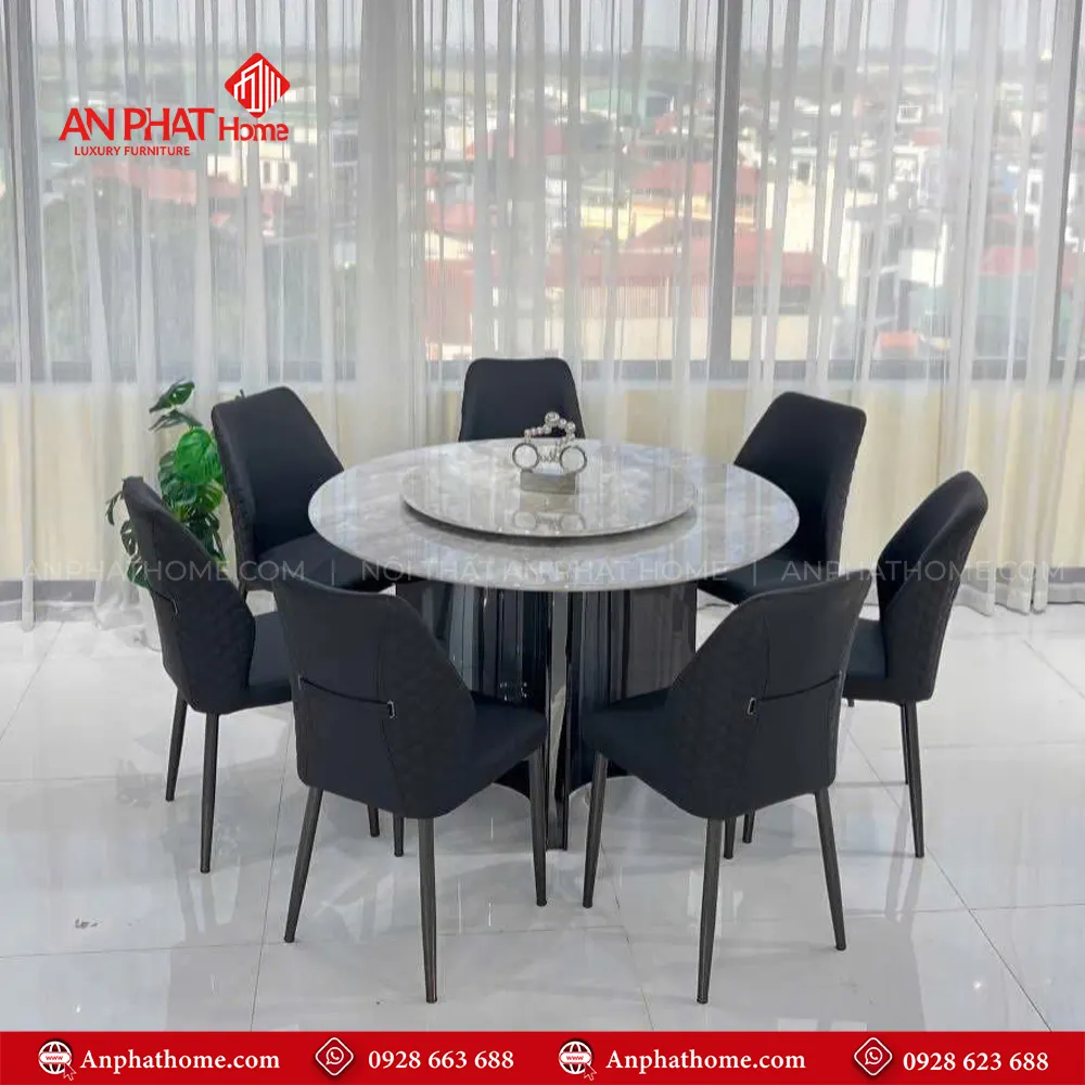 Bộ bàn ăn tròn mặt đá xoay 6 ghế nhập khẩu BA-2003 10 kích thước bàn đa dạng ngồi từ 6-8 người, hơn nữa mẫu ghế với đa dạng kết hợp màu sắc, phù hợp với mọi không gian,