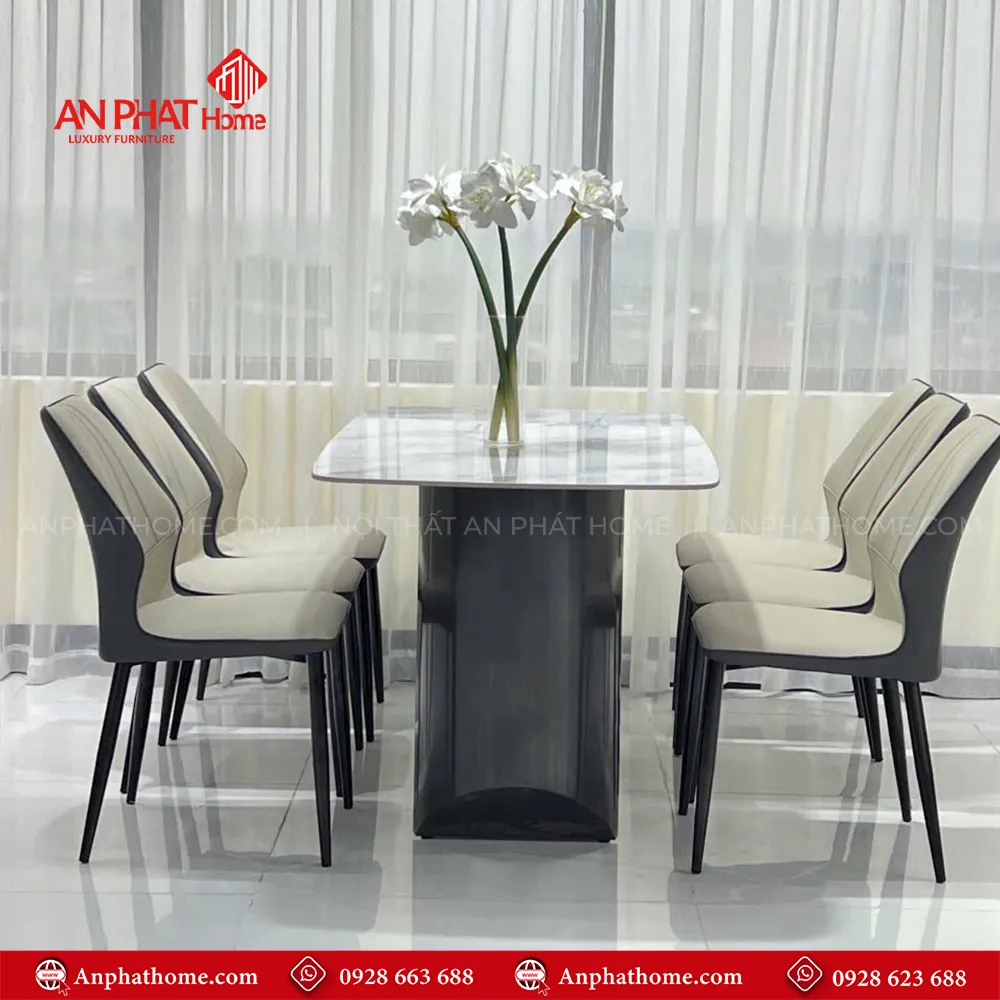 Bộ bàn ghế ăn cao cấp nhập khẩu BA-1968 15 Mẫu bàn ăn BA-1968 kết hợp ghế da cao cấp mang lại vẻ sang trọng tinh tế quý phái cho không gian bếp