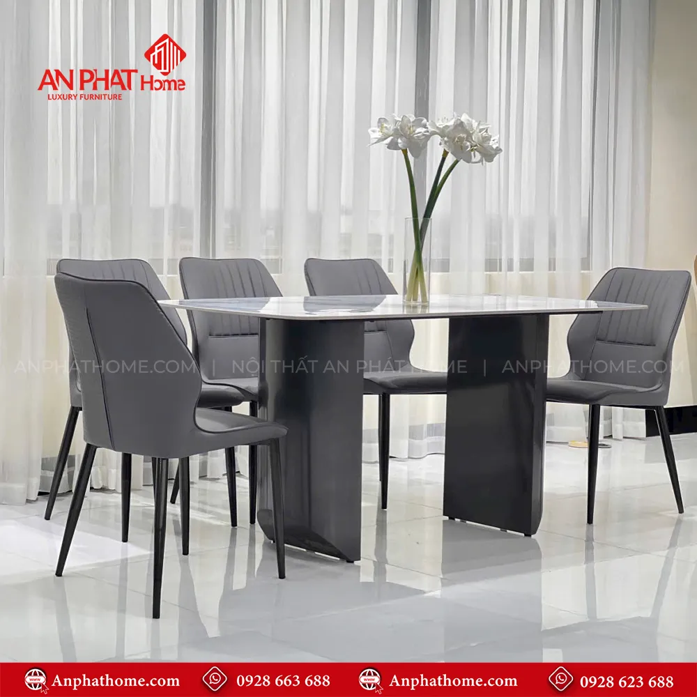 Bộ bàn ghế ăn cao cấp nhập khẩu BA-1968 16 Mặt bàn đá thạch anh kết hợp khung bàn inox hiện đại đây không chính là sự lựa chọn hoàn hảo cho gian bếp