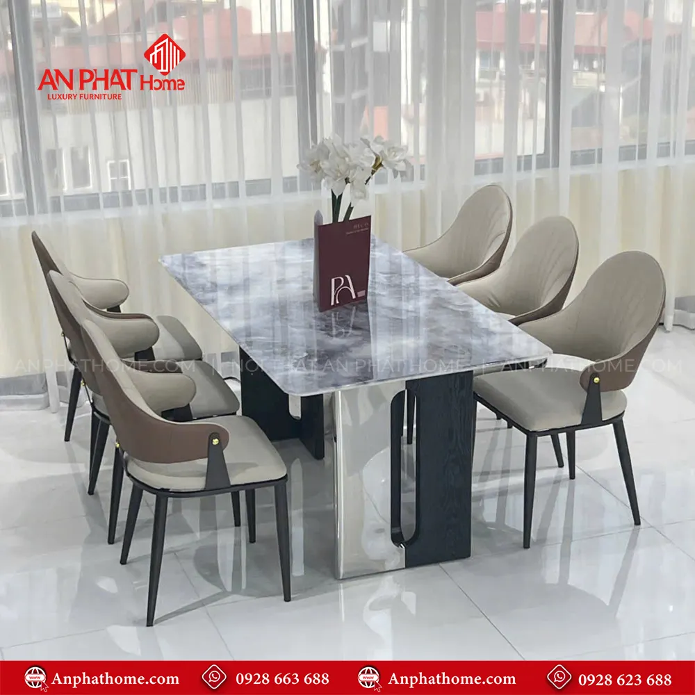 Bộ bàn ghế ăn cao cấp nhập khẩu BA-2006 11 Kích thước mặt bàn đa dạng có thể chọn các kích thước từ 1m40cm – 2m20cm ngồi từ 4- 8 người, trong bộ bàn đã có 6 ghế đi kèm, tùy theo nhu cầu sử dụng quý khách có thể mua thêm ghế